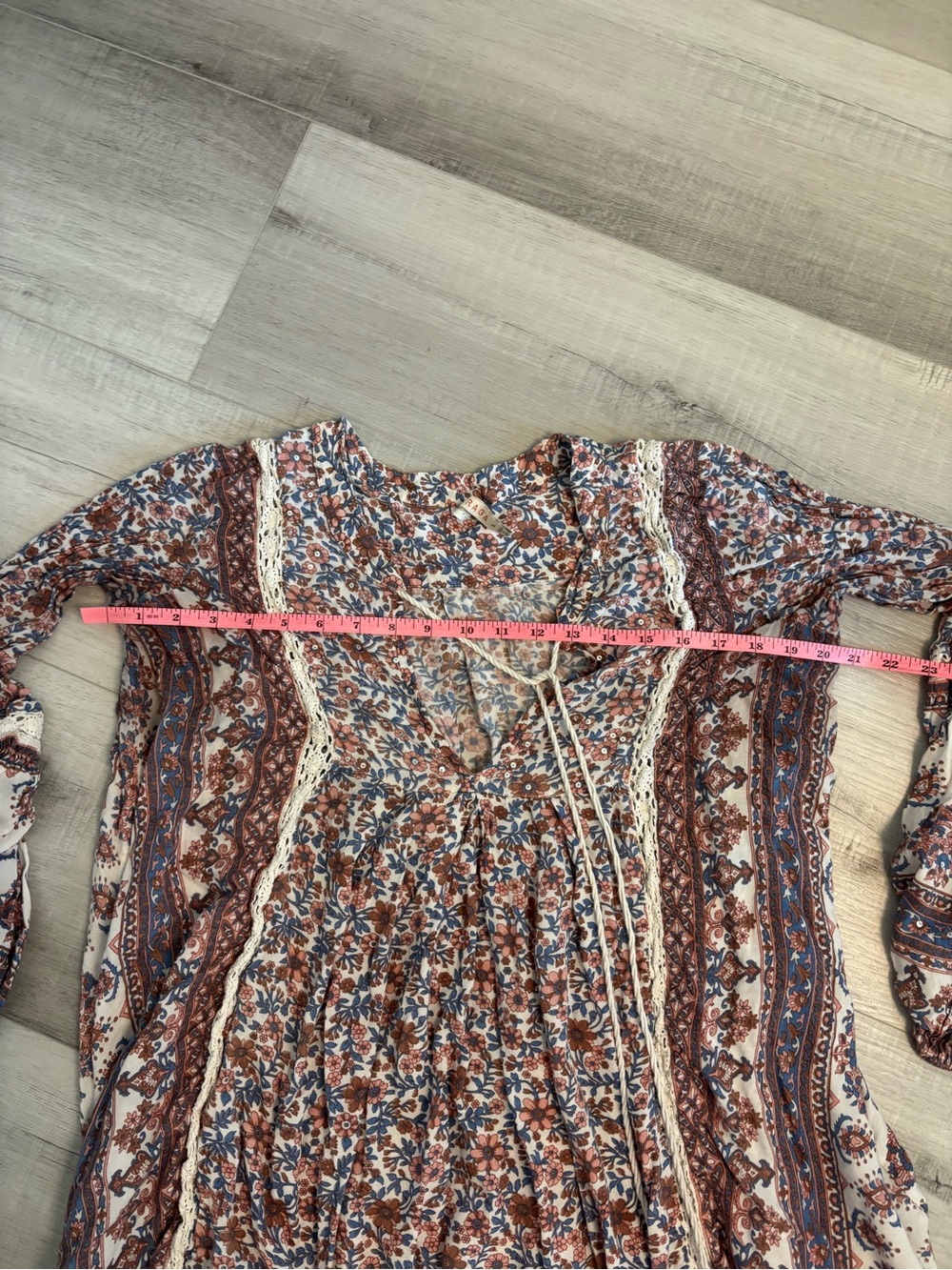 RAGA Boho Floral Paisley Fringe Tassel Dress Size Large - Picture 4 of 14